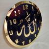 Декоративные исламские настенные часы с надписью Аллаха, золотое плексиглас, черные деревянные настенные часы, современный мусульманский дизайн, настенный декор