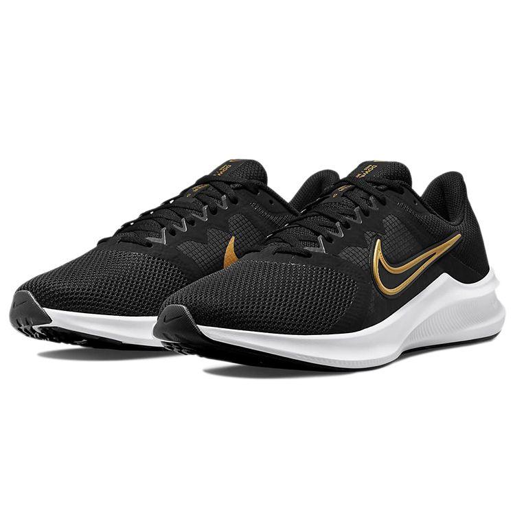 Nike Downshifter 11 Black Metallic Gold Men Sneakers White CW3411-009