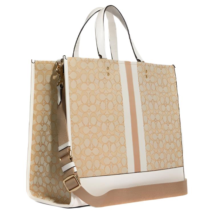 Coach Dempsey 40 Vertical Large Capacity Classic Monogram Jacquard With Exquisite Pebble Leather Shoulder Crossbody Tote Bag C8418-IMDQC