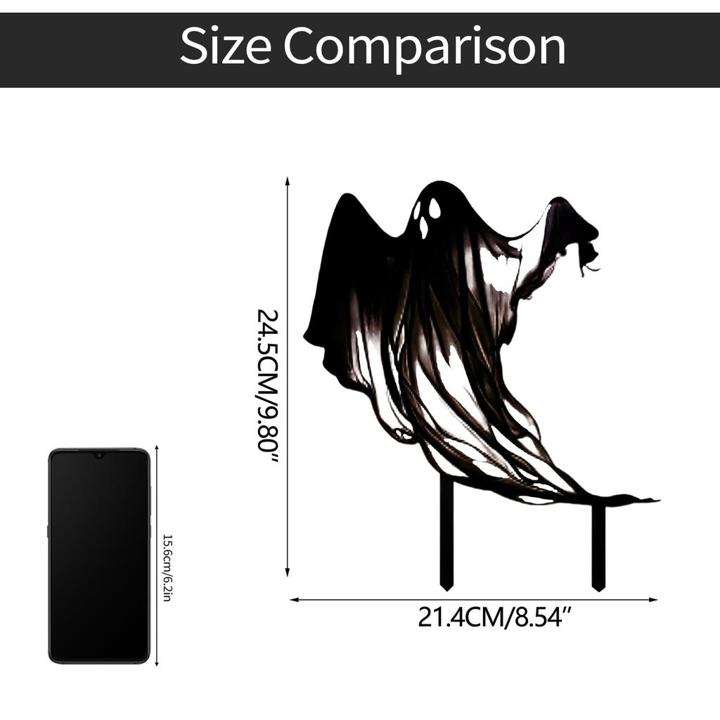 Halloween Plaque Ghostly Insert Patterned Metal Stake Waterproof Metal Holiday Welcome Garden Door Decoration