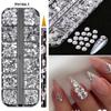 About 3000 Pcs Pearl+steel Balls Set Nail Charm White Half Round Pearl 1/1.2mm Steel Ball DIY Fairy Nail Art Jewelry Accessories