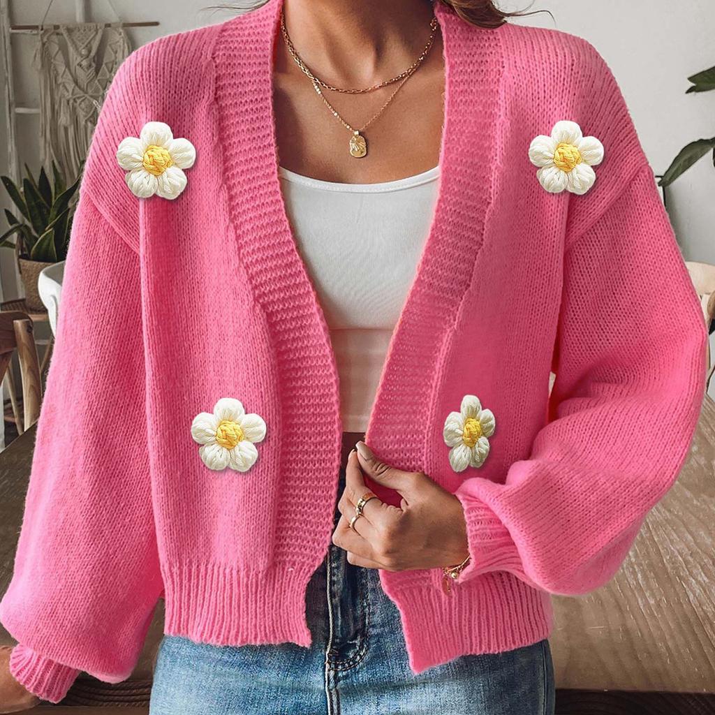 Женский шерстяной кардиган на осень и зиму с вязкой крючком, вязаный свитер, джемпер с длинными рукавами