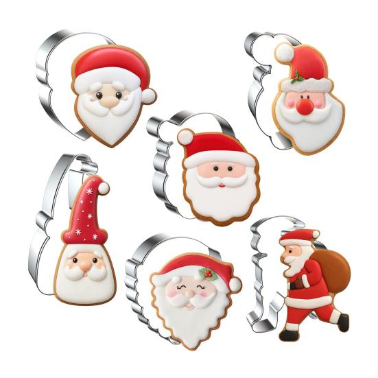 Santa Claus Cookie Cutters Stainless Steel Baking Mold for DIY Christmas Cookies Cakes Non-Stick Holiday Baking Tool