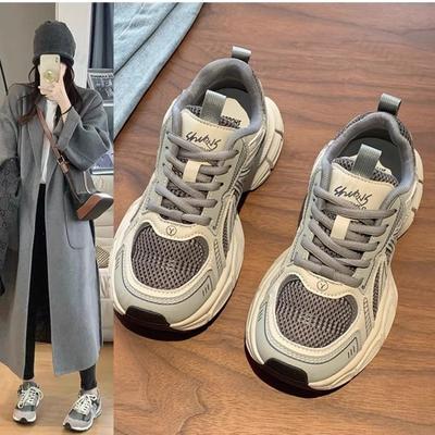 Женские повседневные массивные кроссовки на платформе, удобные, повседневные, на шнуровке, сетчатые, теннисные, для ходьбы, дышащие, модные, для улицы, для бега