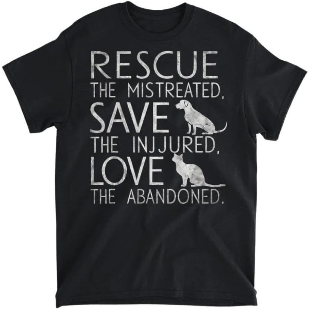 Rescue Save Love Pets Animal Shelter Animal Sanctuary T-Shirt, Tank Top, Long Sleeve, Sweatshirt, Hoodie Men Women Kids Made in Canada Black