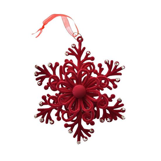 Рождественские украшения Красный Флокированный Конфетный тростник Олень Бант Снежинка Подвесное украшение для дома на елке