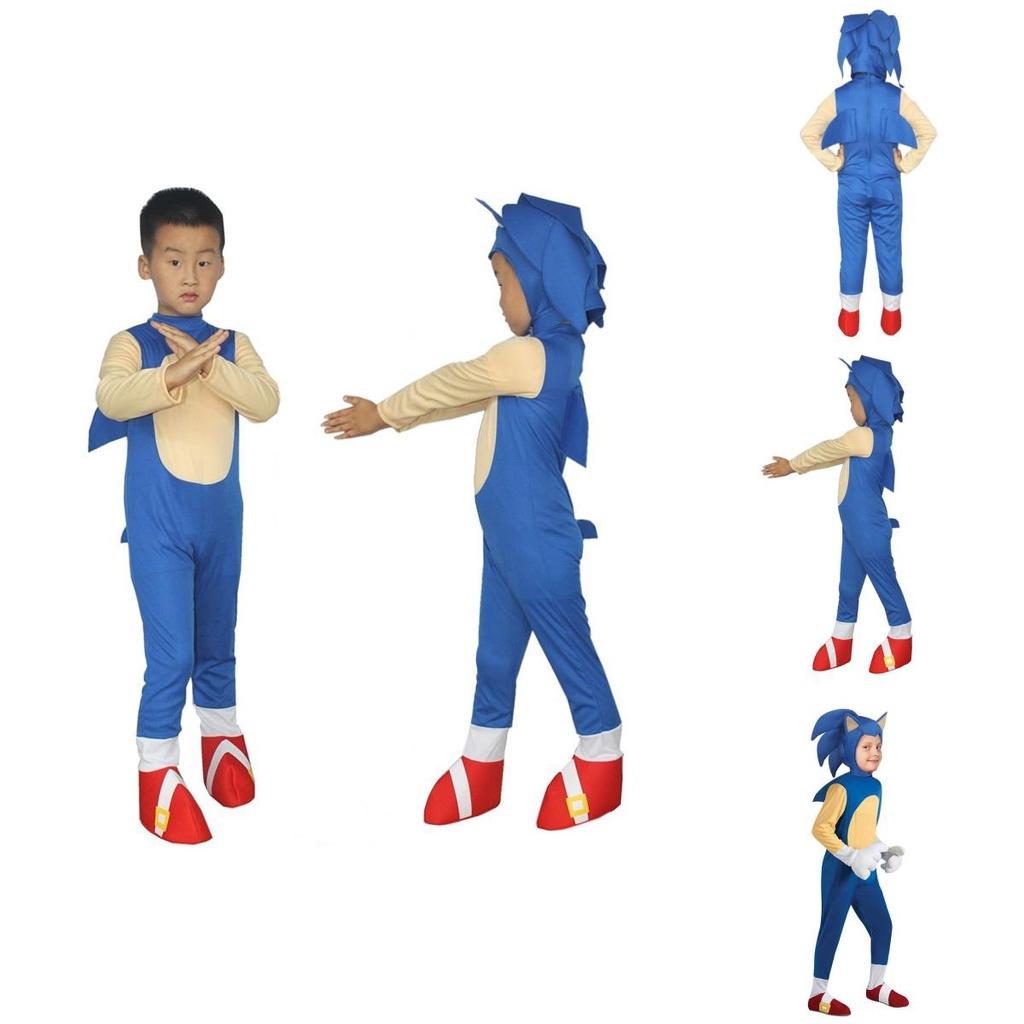 Детский костюм Соника Синий комбинезон Поролоновая маска Для косплея и веселья!