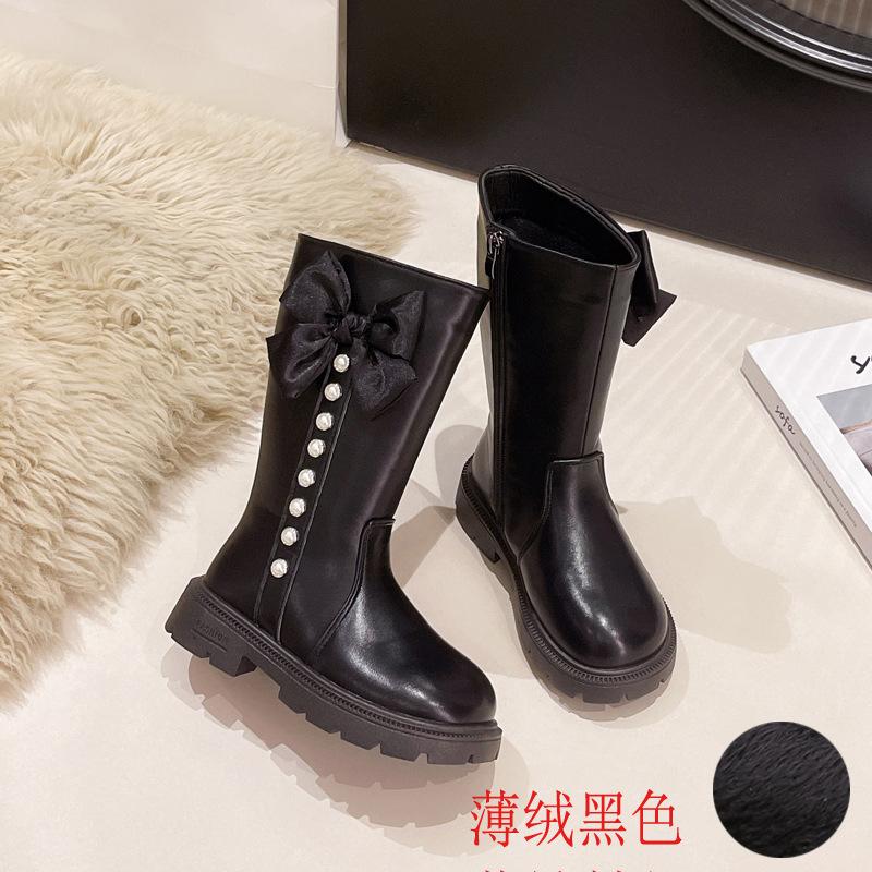 Детские высокие сапоги с бантом, модные зарубежные сапоги для девочек