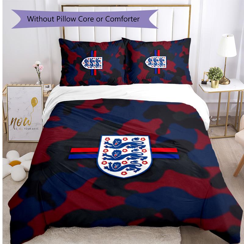 England Football Printed Bedding 3 Piece Set Cozy Breathable Bed Cover Set as Housewarming Holiday Gift