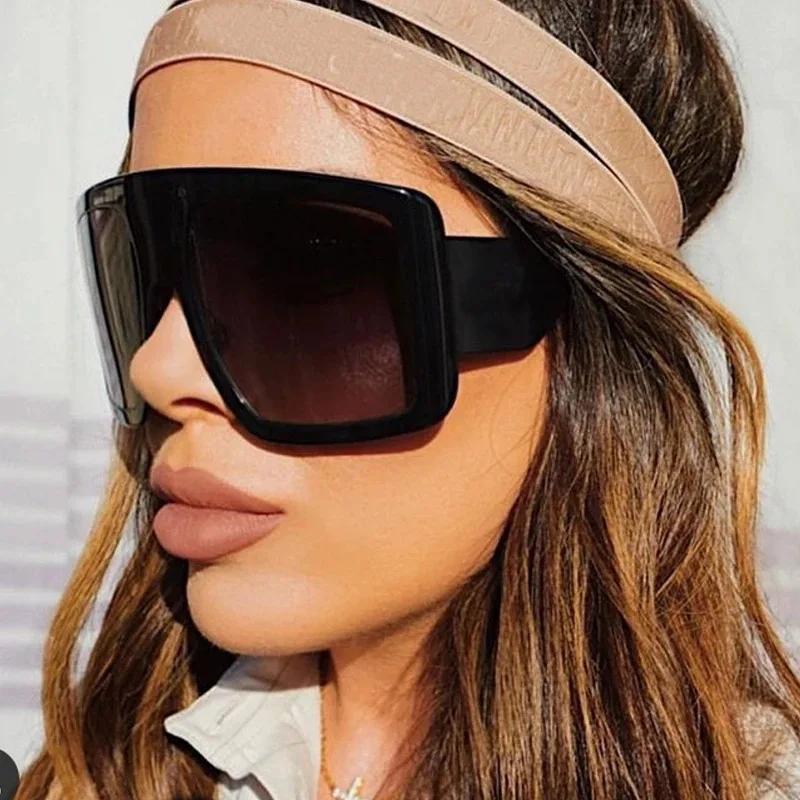 Oversized Square Sunglasses Women Retro Black Gradient Sun Glasses For Men Big Frame Sunglass Uv400 Eyeglasse Shades