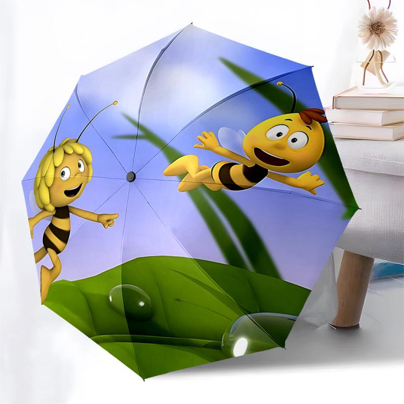 Bee Happy: Automatic Opening Folding Umbrella with 3 Fold Design, Iron Frame for Outdoor Use Perfect Gift for Fans and Travelers!0104083a
