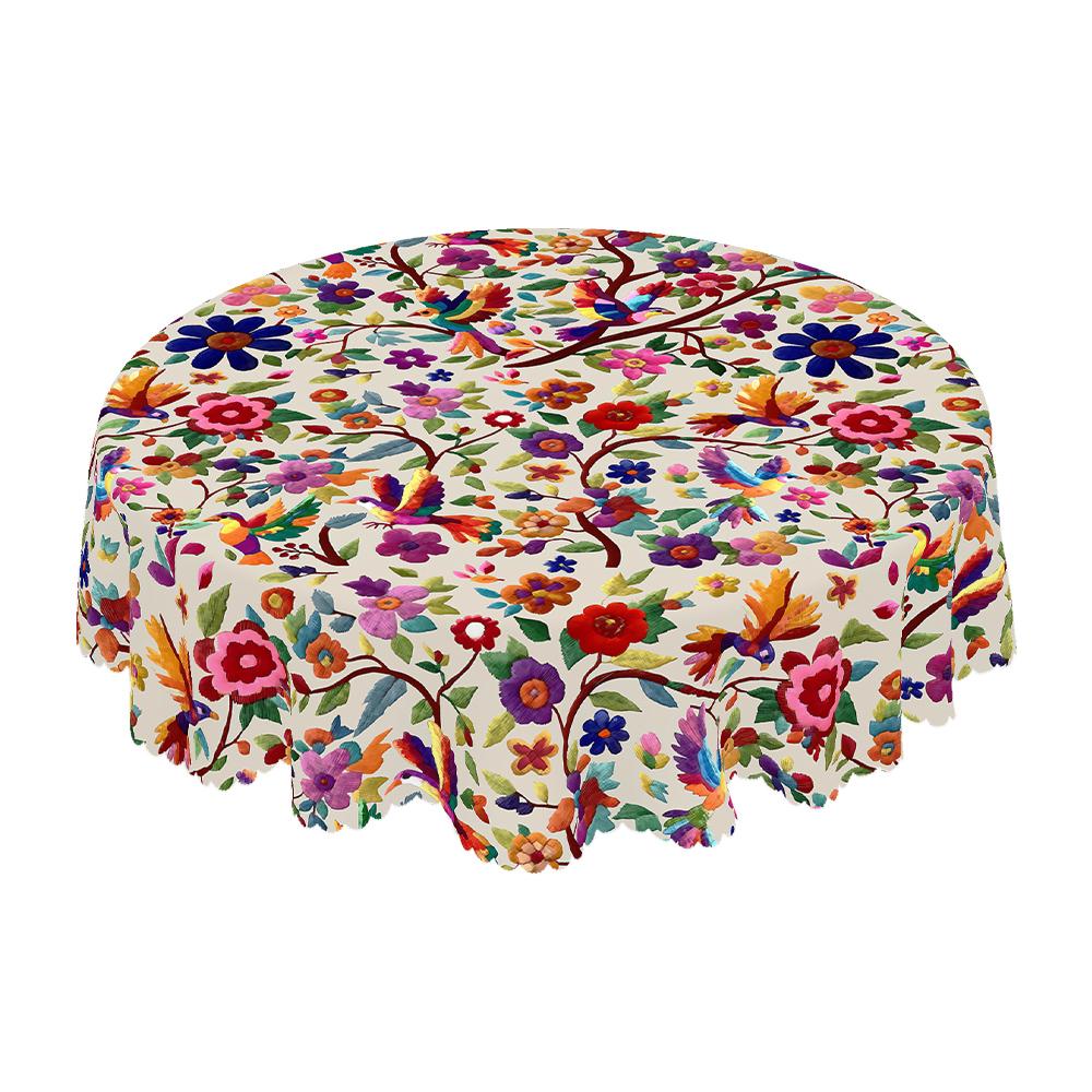 1 Piece Of Mexican-Style Tablecloth, Cinco De Mayo Party Decoration, Mexican Cinco De Mayo Decorative Tablecloth With Bright And Colorful Floral And B
