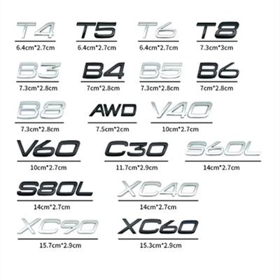 3D ABS T4 T5 T6 T8 AWD B3 B4 B5 B6 B8 Буква Логотип Автомобиль Задний Задний Багажник Крыло Эмблема Значок Наклейка Для V40 V60 C30 S60L S80L XC40 XC60