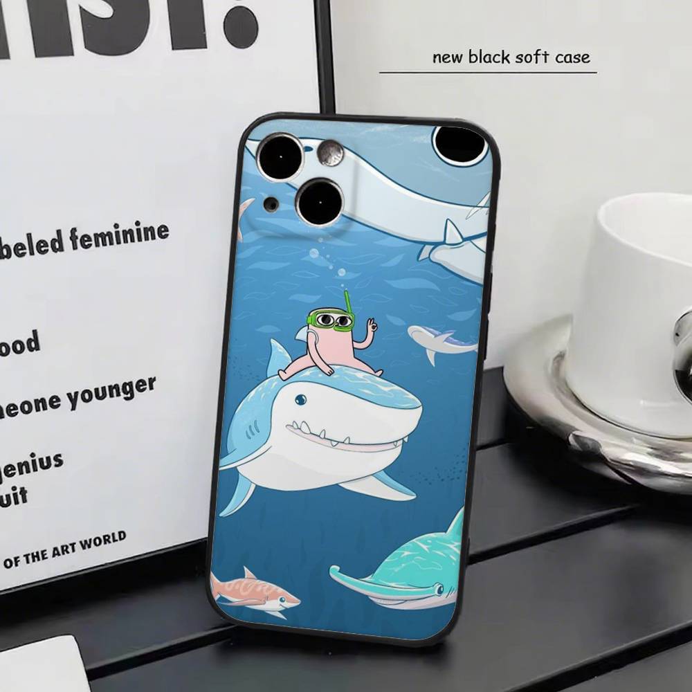 Розовый Мультяшный Забавный ketnipz с большими глазами Для iPhone 17 air 16 15 14 13 12 11 Pro Черный Мягкий Чехол для Телефона