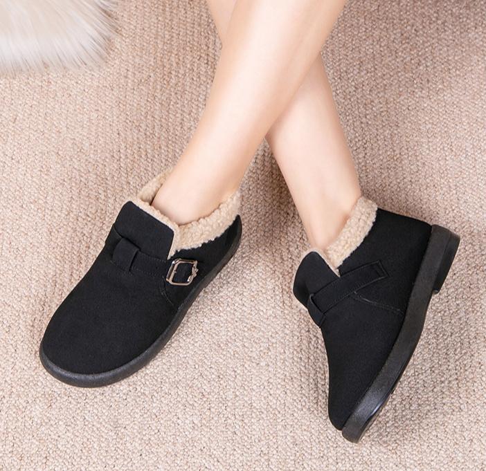 Женские зимние ботинки на платформе, нескользящие, теплые, с подкладкой из искусственного меха, повседневные, из искусственной замши, удобные, пушистые, короткие ботинки для женщин