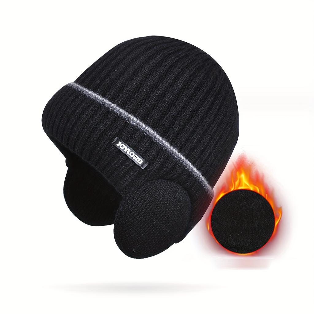 1pc Men's And Women's Outdoor Plus Velvet Thickened Knitted Hat, Winter Ear Protection Warm Hat