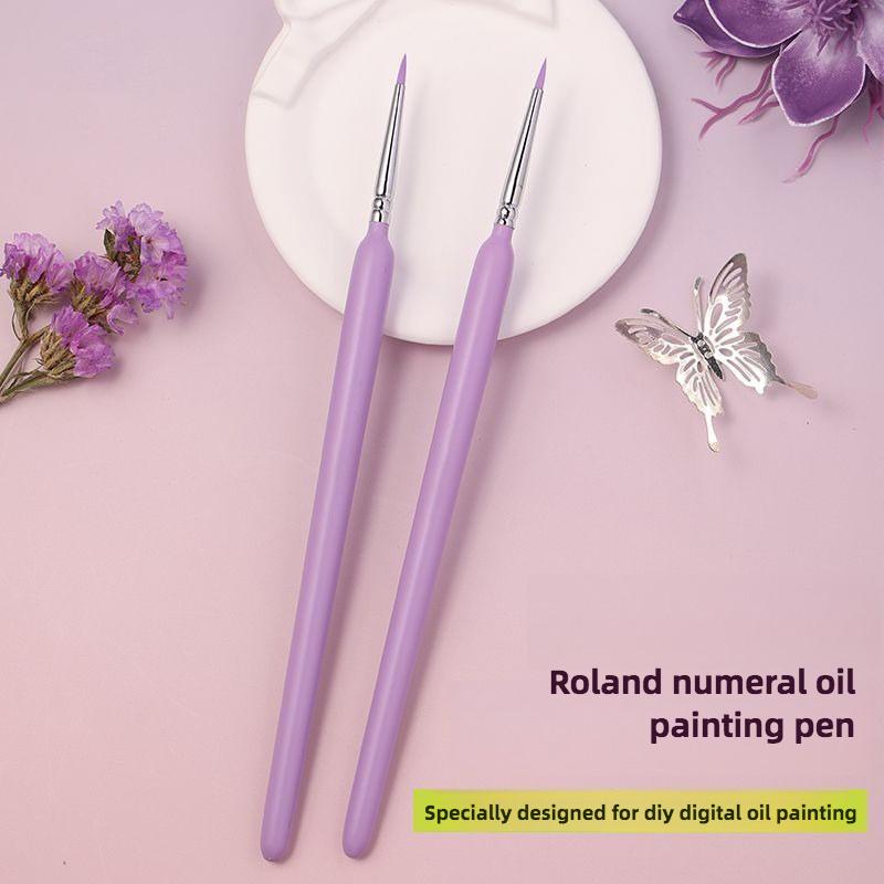 2 Pcs Set DIY Digital Oil Painting Watercolor Pen Acrylic Paint Special Coloring Pen Flat Coating Hook Line Pen Painting Brush