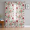 Christmas Flowers Berries Stars Curtains For Living Room Bedroom Home Decoration Window Voile Tulle Curtain Drapes