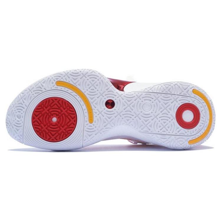 Li Ning SONIC Ультраамортизация Скользят Устойчивы к истиранию Средняя высота Баскетбольные кроссовки Мужские Белый Красный ABAS145-9