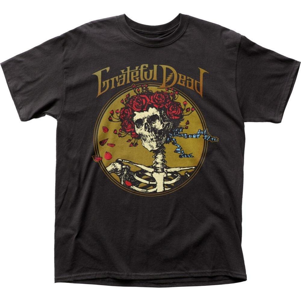 26 Grateful Dead Skull Logo T Shirt Mens Rock and Roll Music Classic Band Tee Black Unisex T-Shirt