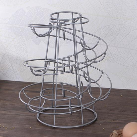 Egg Holder Spiral Storage Rack Rustproof Corrosion Resistant Hollow Bottom Design Egg Storage Shelf Dispenser