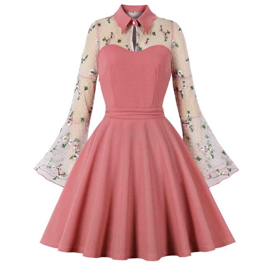 Женские ретро-готические свободные платья с вышитыми развевающимися рукавами и вырезом в форме сердца Платье на Хэллоуин Вечерняя коктейльная вечеринка Повседневная одежда Одежда для особых случаев S-4XL