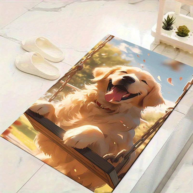 1pc Happy puppy Pattern Area Rug, Anti slip Non Shedding Stain Resistant Carpet