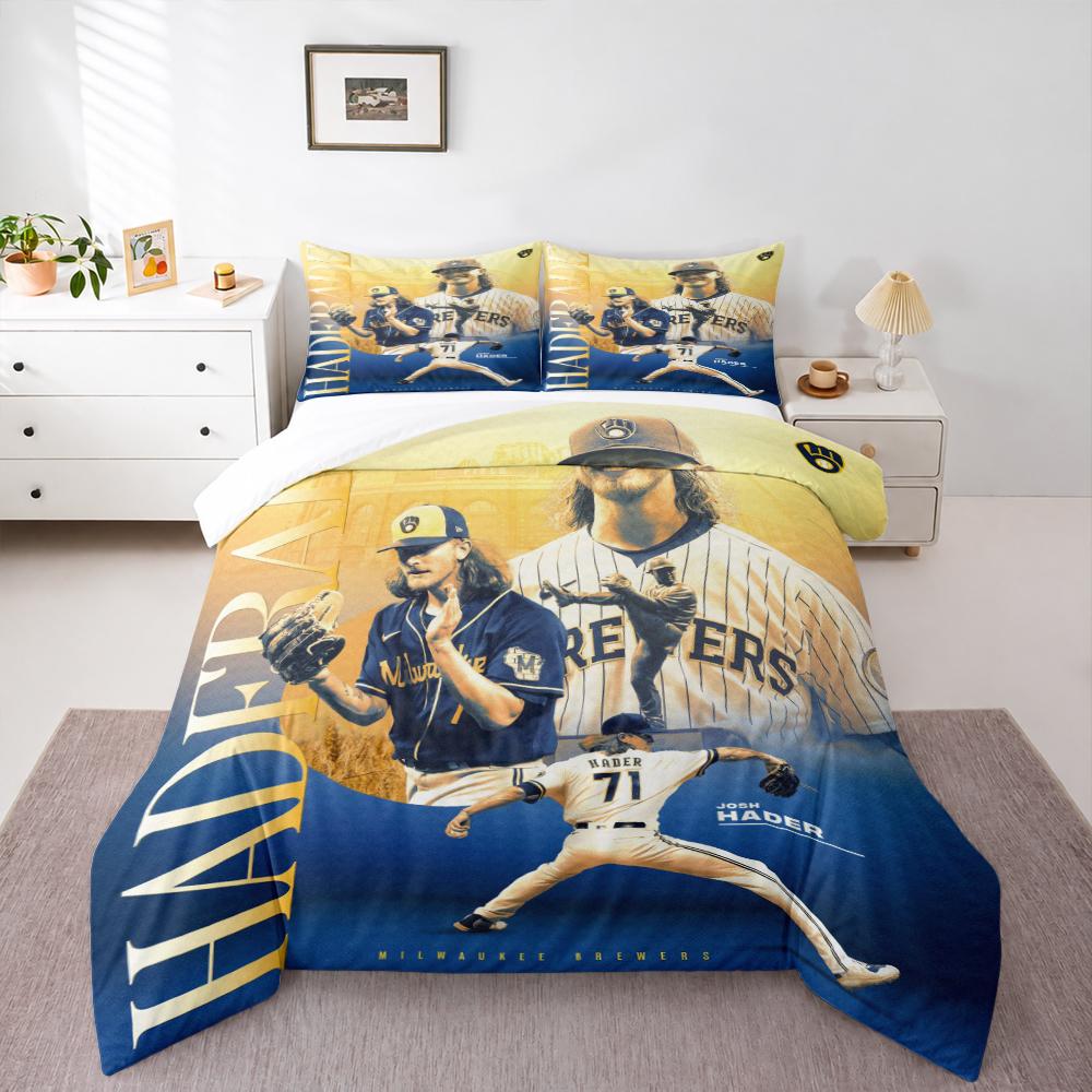 "Josh Hader Milwaukee Brewers Pitcher Bedding setBedding set (1 duvet cover, 2 pillowcases, duvet not included)