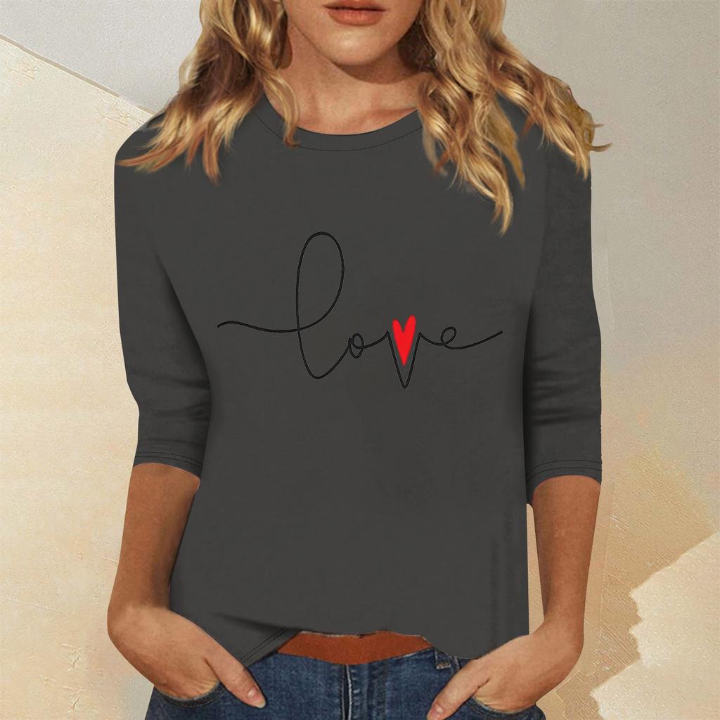 Женская мода повседневный свитер с семью рукавами и принтом ко Дню святого Валентина