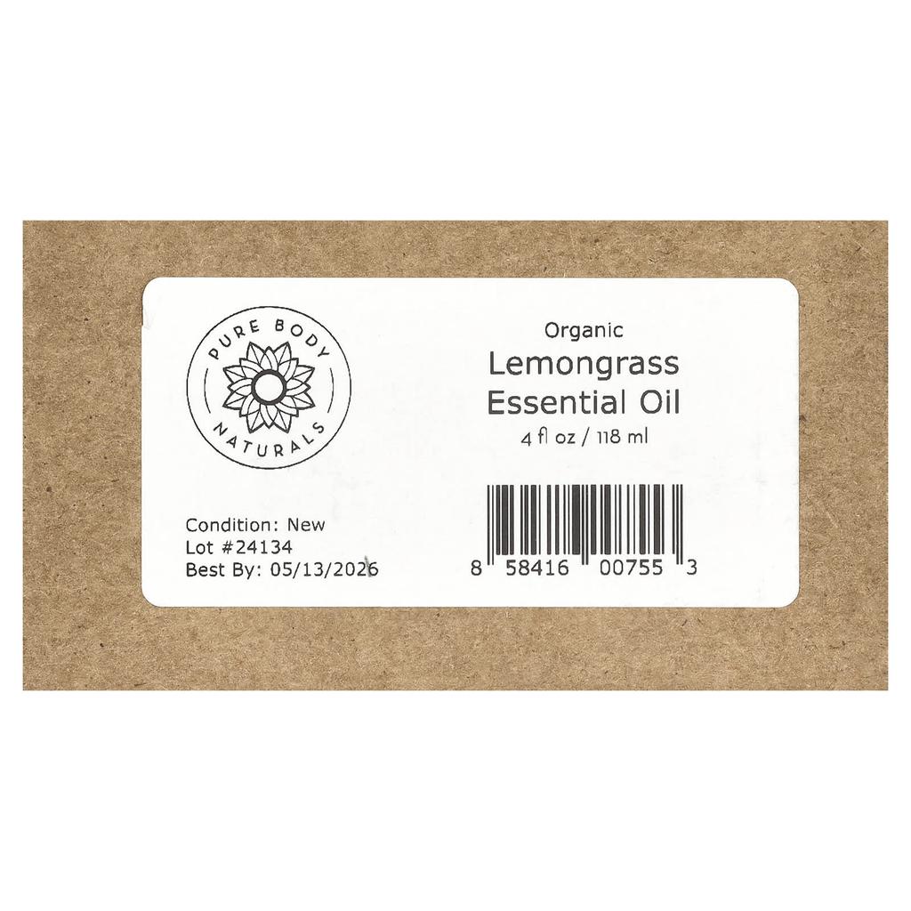 Organic Essential Oil, Lemongrass, 118 Ml (4 Fl Oz)