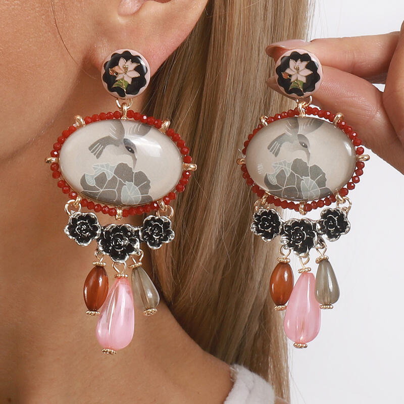Luxury Design Art Style Geometric Resin Earrings for Women Ladies Vintage Classic Exaggerated Pendant Earrings Jewelry Wholesale
