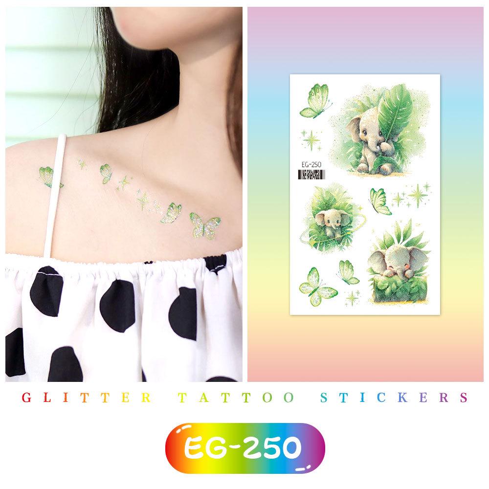 Красочные милые мультяшные животные блестящие татуировки наклейки для детей
