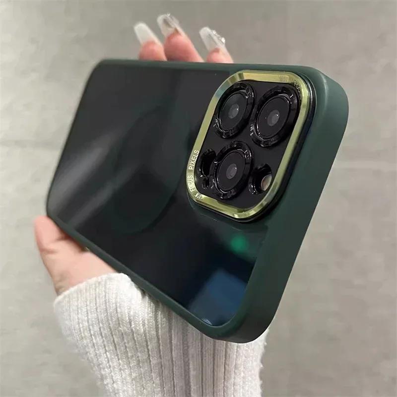 Прозрачный акриловый магнитный чехол для беспроводной зарядки Magsafe для iPhone 16 15 14 Plus 13 12 Pro Max Гибридная противоударная твердая задняя крышка