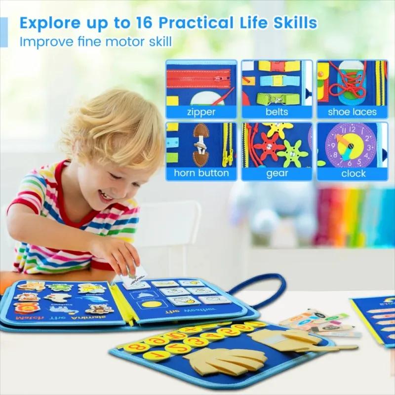 Игрушки Игрушки Монтессори Войлок Развивающие Книжки Пазл Портативная Занятая Сумка Раннее Обучение Сенсорная Доска Активности Игрушка Детский Подарок