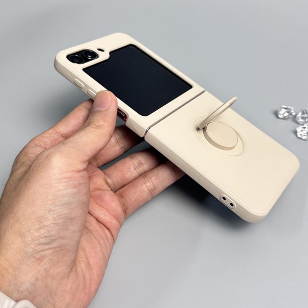 Конфетный цвет Жидкий силикон Магнитный чехол для телефона Для Samsung Galaxy Z Flip 7 5 4 3 ZFlip 6 Ударопрочный Чехол-подставка с кольцом Мягкий чехол