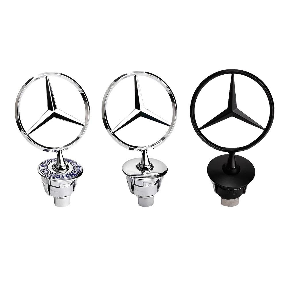 Hub Cap For Mercedes Benz 1pcs 44mm Metal Chrome Black Car Front Hood Emblem Bonnet Logo C E S Class W204 W212 W220 W210 W221 Accessorie DU1 QQ99