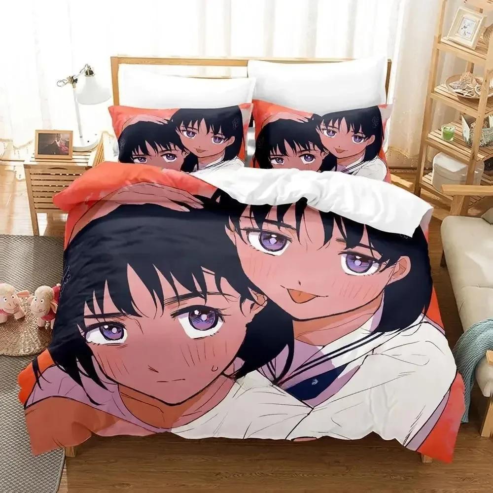 New Summer Time Rendering Bedding Set Cartoon Anime Three-piece Set Adult Kid Bedroom Duvet Cover Sets 3D Kawaii Girls Twin Set