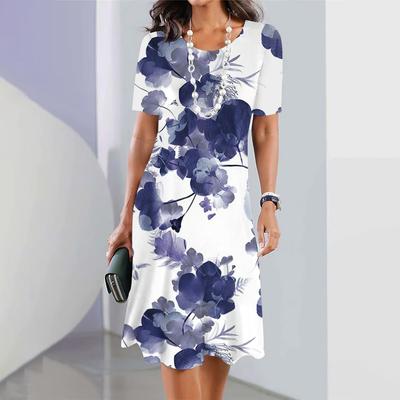 Лето 2025 Новые Платья в китайском стиле с цветочным принтом Женские Элегантные платья Большого размера Длинные платья Женская одежда