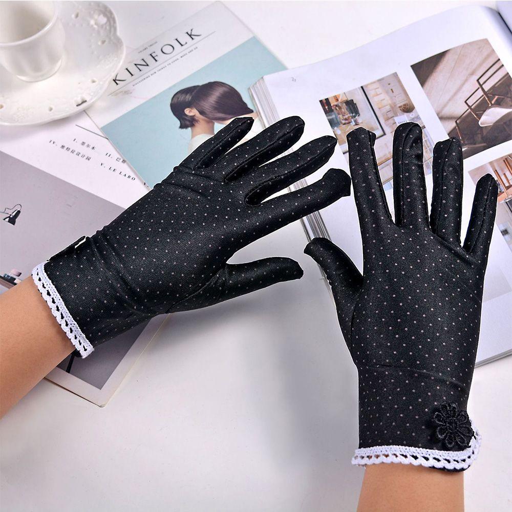 Thin Elastic Breathable Anti-UV Spandex Lace Driving Gloves Sunscreen Women Gloves Dots Gloves