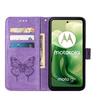 Чехол-кошелек для Motorola Moto E14 4G/G04 4G/G04s 4G/G24 4G с ремешком на запястье, кожаный чехол для телефона с тиснением бабочки