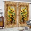 3D Oil Paintting Vintage Sunflower Flower Window Curtain Blinds For Living Room Kid's Bedroom Bathroom Kicthen Door Home Decor2P