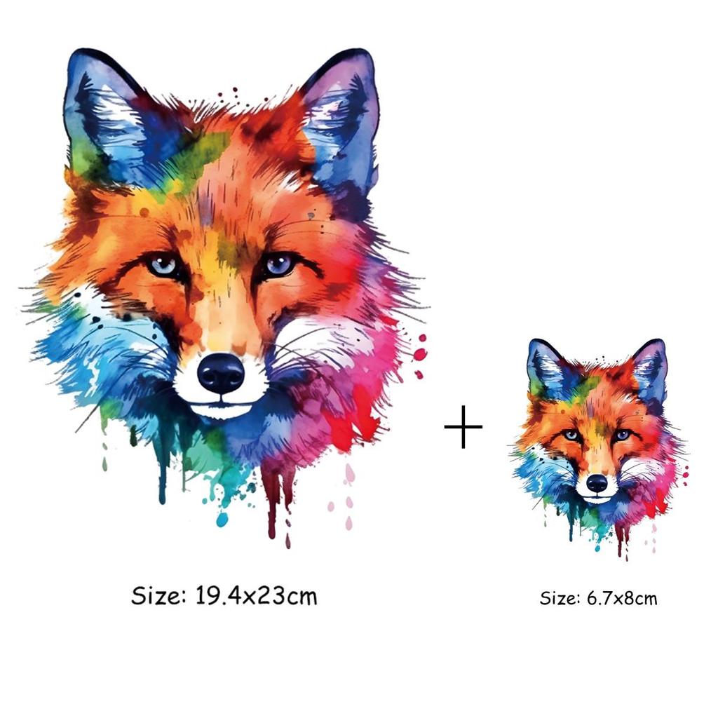 1/2pcs Orange Fox Face Heat Transfer Sticker, DIY Colorful Animal Charming Fox Iron-On Decals For Clothes, T-Shirt Making, Pillow Decorating