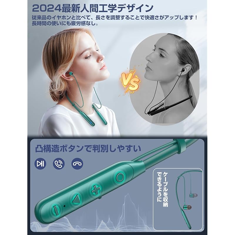 YYBS [2023 Новый дизайн шейного обода/Регулировка длины/Bluetooth 5.3] Наушники Bluetooth шейного обода шейные наушники Bluetooth наушники CVC8.0