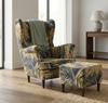 Ohrensessel Print mit gemustertem Bezug und Fußhocker im skandinavischen Stil – Family Meble