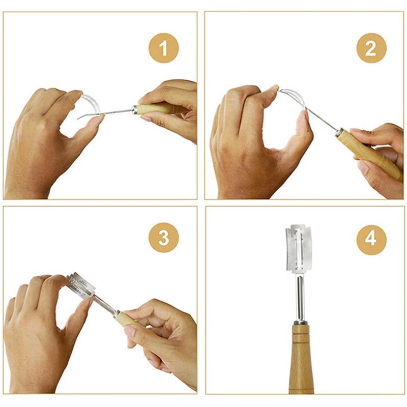 Пластиковые/Деревянные Инструменты Ламе для Хлеба Скребок для Пекарни Нож/Слайсер/Резак для Хлеба Ламе для Надрезания Теста Хлеба с Лезвиями Дугообразный Изогнутый Нож