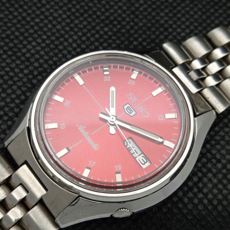 Б/У винтажные часы SEIKO 5 AUTOMATIC 6319A JAPAN MENS D/D RED 608d-a315619-2