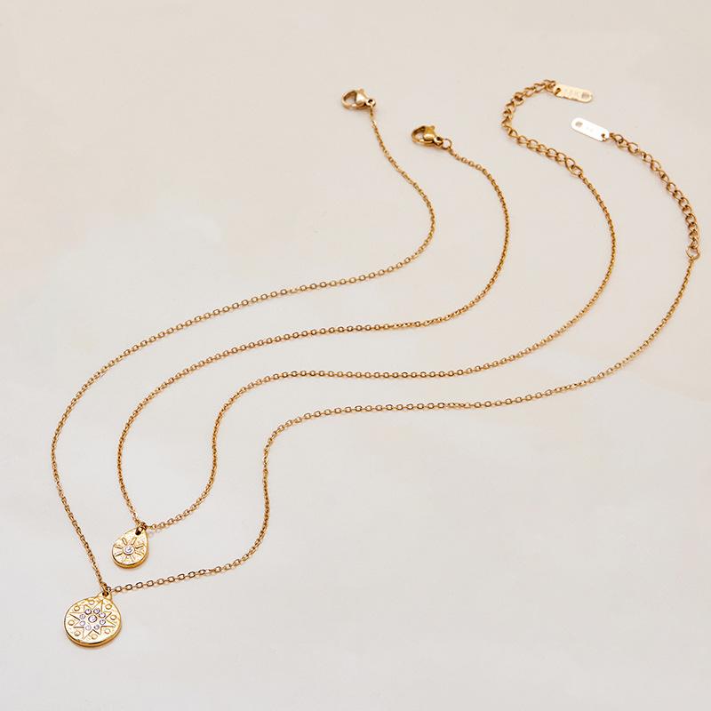 18k Pvd Stainless Steel Paperclip Necklace Waterproof Collarbone Sparkling Star Rhinestones Pendant Necklaces for Women