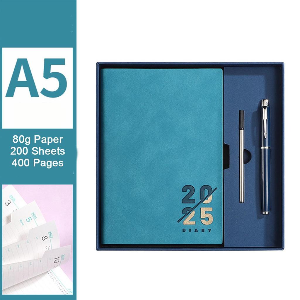 Кожаный деловой план на 2025 год формата А5, ежедневник для студентов, дневник учета на 365 дней, блокнот, памятка, 200 листов, 400 страниц