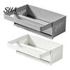 Drainage Storage Rack Sink with Foldable Towel Rack, Durable Carbon Steel Tray, Suction Space Saving Countertop Organizer Cup Fixation Sloped