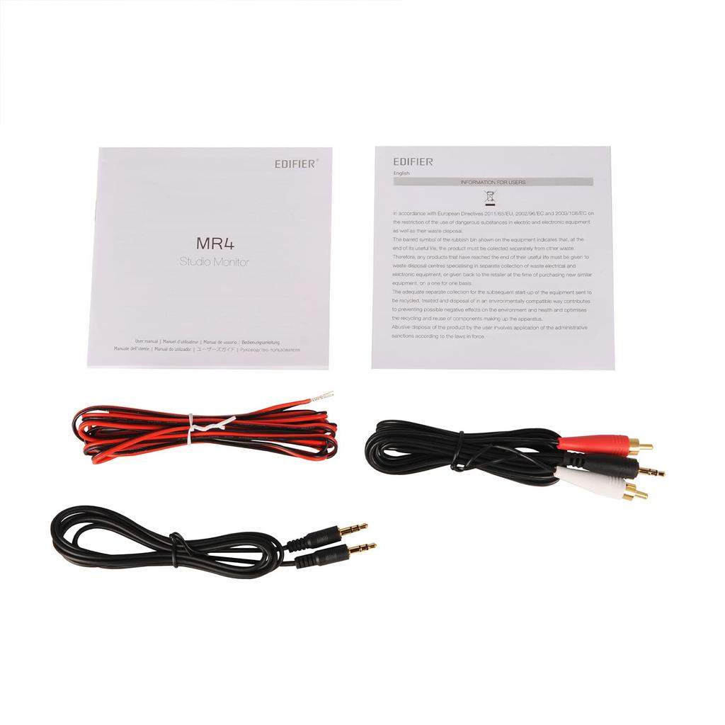 Edifier MR4 Monitor Speaker for Dual Mode Switching and TRS Max 42W 60Hz 20KHz Frequency Response 1 Inch Silk Dome Tweeter Diaphragm White